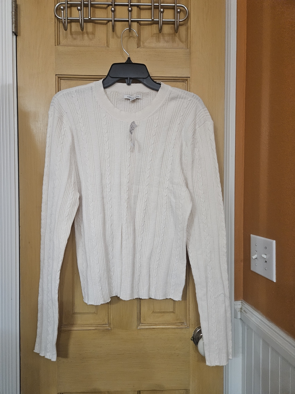 American Eagle Cable-Knit Women's Sweater Tee - Cream